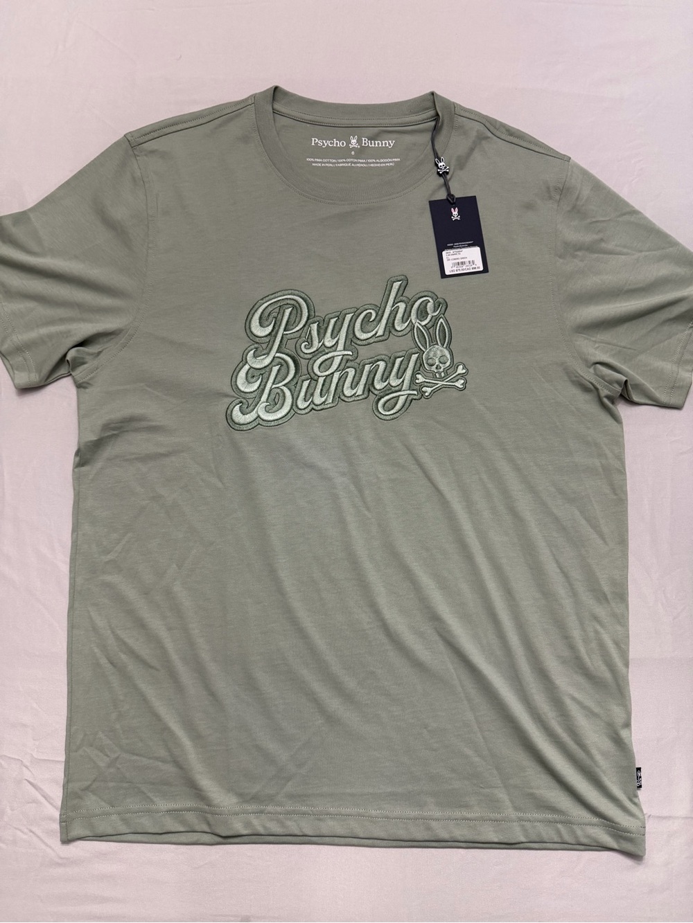 Psycho Bunny Short Sleeve Tee in Sage Green with Embroidered Logo